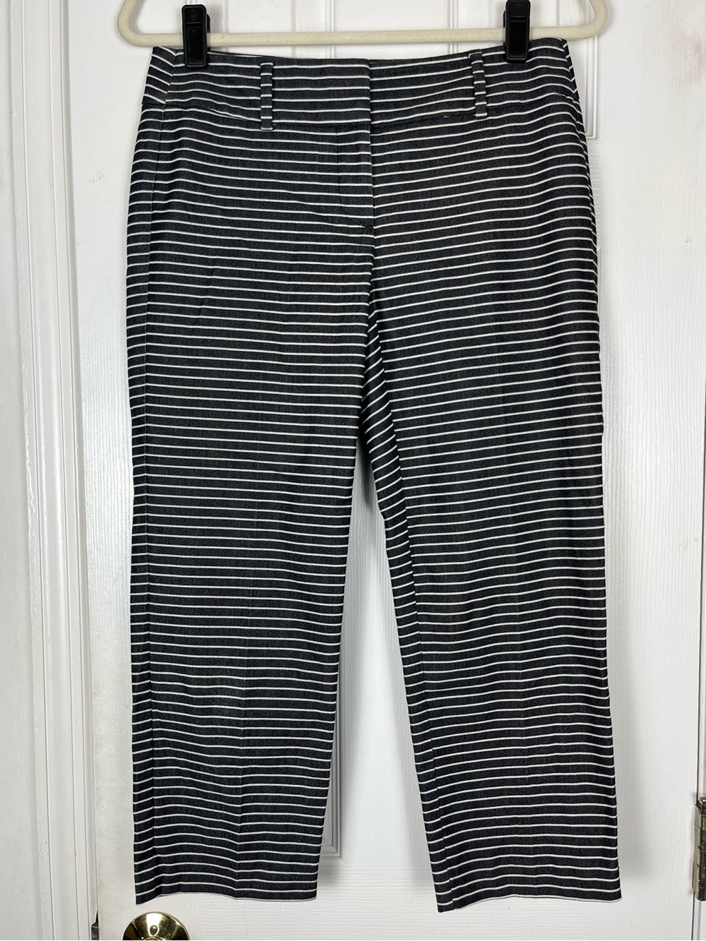 Ann Taylor Loft Original Horizontal Stripe Cropped Pant Career Stretch Sz 2